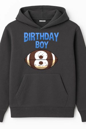 8th Birthday Boy Football Hoodie