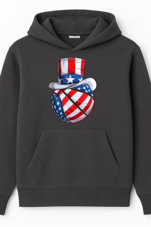 Basketball Uncle Sam Hat US Flag Hoodie