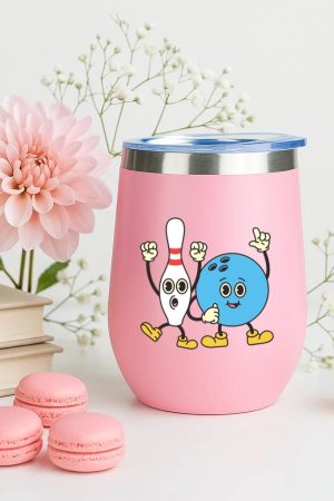 Bowling Retro Cartoon Ball And Pins 12oz Tumbler