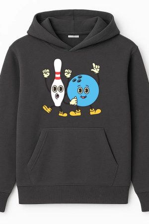 Bowling Retro Cartoon Ball And Pins Hoodie