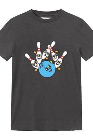 Bowling Retro Cartoon Ball Hitting Pins T-Shirt