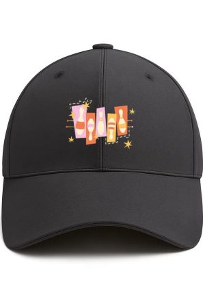 Bowling Retro Flat Pins Cotton Baseball Hat
