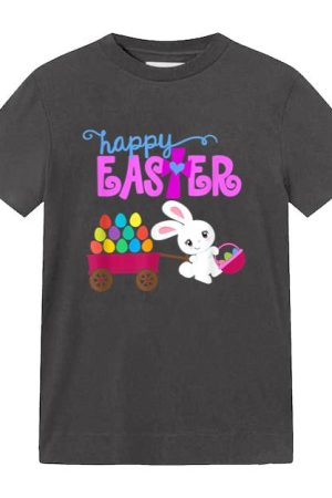 HAPPY EASTER Bunny Egg Hunt Basket Christian Girls Toddlers T-Shirt
