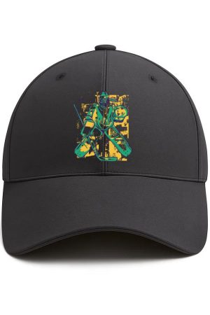 Hockey Goalie Holding A Stick Cotton Baseball Hat
