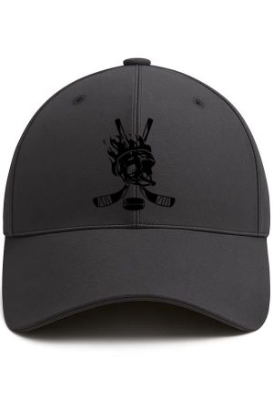 Hockey Helmet On Fire And Sticks Badge Cotton Baseball Hat
