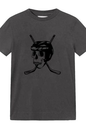 Hockey Helmet Skull And Sticks High Contrast T-Shirt