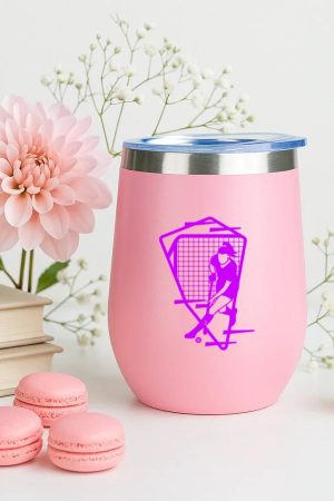 Hockey Player And Goal Filled Stroke 12oz Tumbler