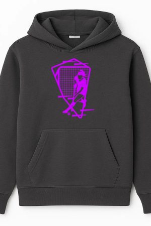 Hockey Player And Goal Filled Stroke Hoodie