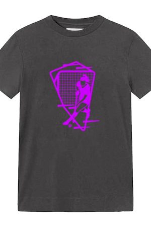 Hockey Player And Goal Filled Stroke T-Shirt