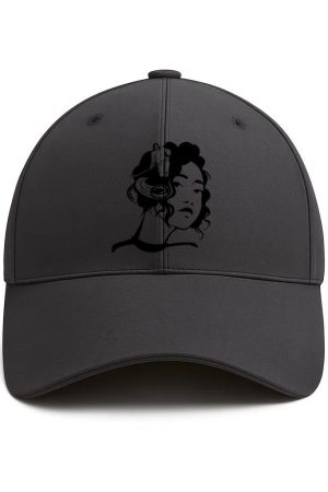 Hockey Player Girl Cut Out Cotton Baseball Hat