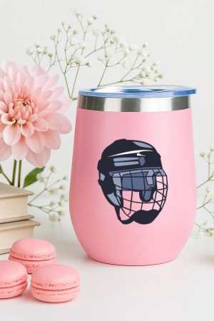 Hockey Player Helmet Illustration 12oz Tumbler