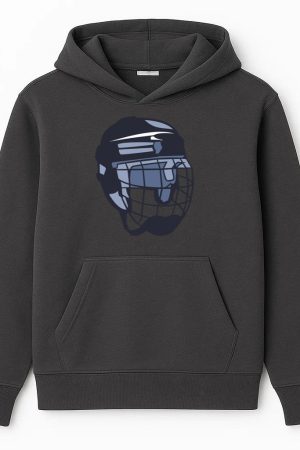 Hockey Player Helmet Illustration Hoodie