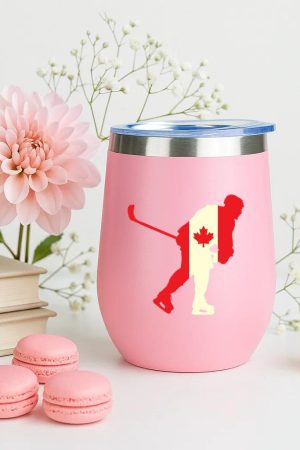 Hockey Player On Canada Flag Flat 12oz Tumbler