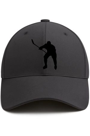 Hockey Player Shoot Silhouette Cotton Baseball Hat