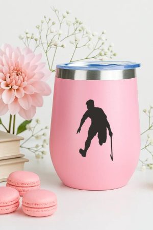 Hockey Player Silhouette Facing Down 12oz Tumbler