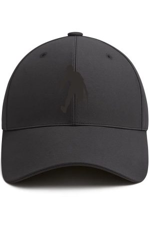 Hockey Player Silhouette Facing Down Cotton Baseball Hat