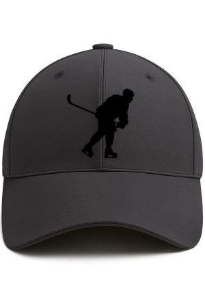 Hockey Player Skating Silhouette Cotton Baseball Hat