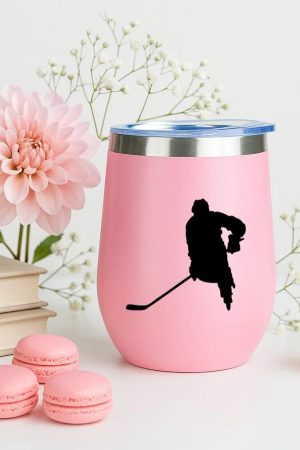 Hockey Player Stickhandling Silhouette 12oz Tumbler