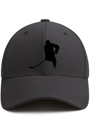 Hockey Player Stickhandling Silhouette Cotton Baseball Hat