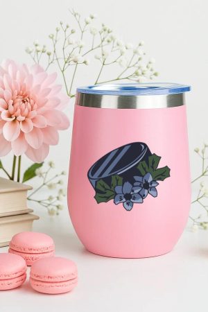 Hockey Puck With Flowers Illustration 12oz Tumbler