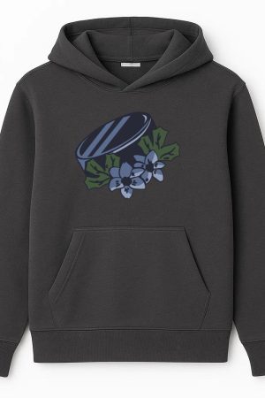 Hockey Puck With Flowers Illustration Hoodie