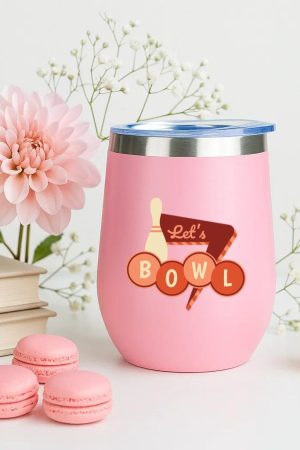 Lets Bowl Bowling Quote Flat 12oz Tumbler