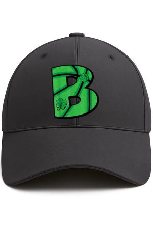 Letter B Green Basketball Cotton Baseball Hat