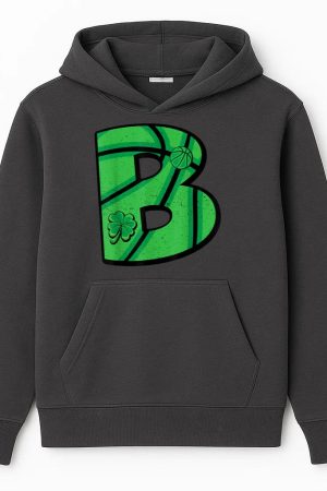 Letter B Green Basketball Hoodie
