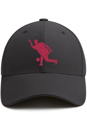 Man Bowling And Ball Silhouette Cotton Baseball Hat