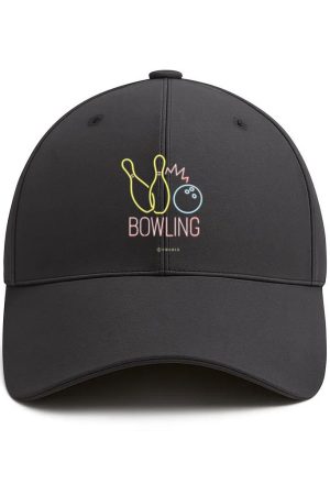 Neon Bowling Sign Black Cotton Baseball Hat