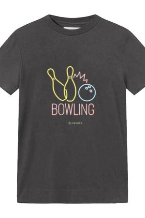 Neon Bowling Sign Black T-Shirt