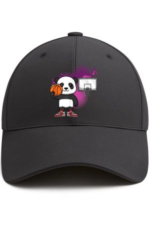 Panda Bear Basketball Hoops Dribbling Cotton Baseball Hat