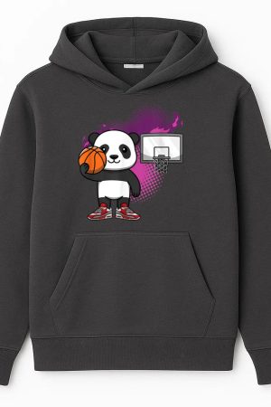 Panda Bear Basketball Hoops Dribbling Hoodie