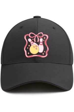Pink And Yellow Bowling Design Cotton Baseball Hat