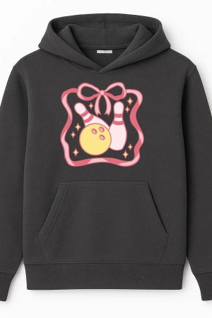 Pink And Yellow Bowling Design Hoodie