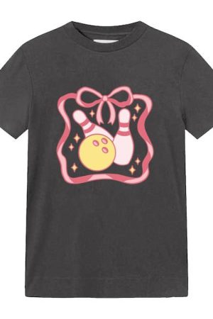 Pink And Yellow Bowling Design T-Shirt