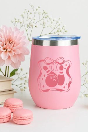 Pink Bowling Ball Design 12oz Tumbler