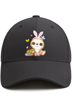 Sloth Bunny Ear With Eggs Basket Easter Cotton Baseball Hat