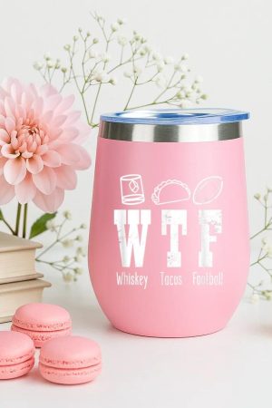 Taco Football Whiskey WTF 12oz Tumbler