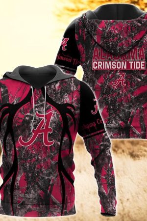 Alabama Crimson Tide Camo Hunting 3D printed Sweatshirt Hoodie Zipped Hoodie Genxprint