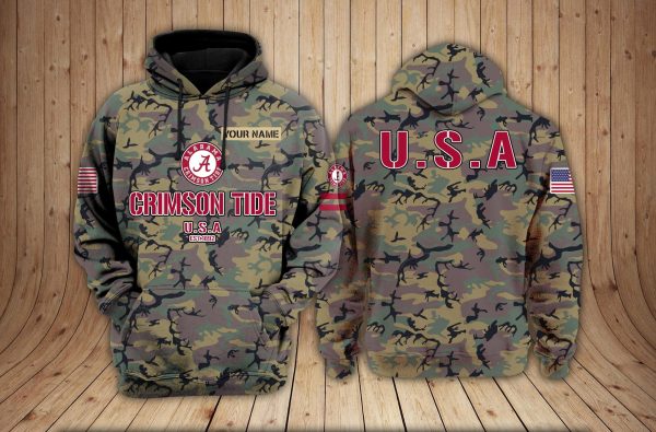 Alabama Crimson Tide NCAA Camouflage 3D Hoodie PT Genxprint