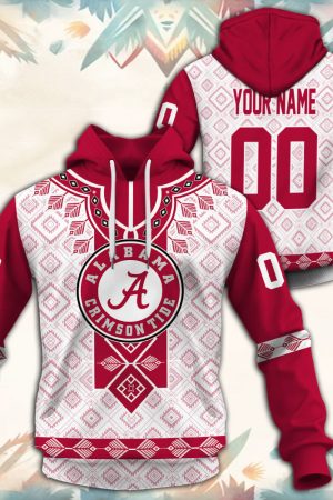 Alabama Crimson Tide Native Tribal Custom Name And Number 3D printed Sweatshirt Hoodie Zipped Hoodie Genxprint
