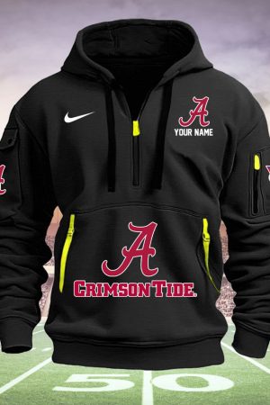Alabama Crimson Tide Quarter Zip Hoodie Style Genxprint