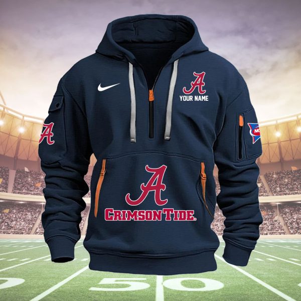 Alabama Crimson Tide Quarter Zip Hoodie Style Genxprint - Image 2