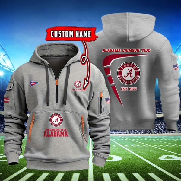 Alabama Crimson Tide Quarter Zip Hoodie Style Genxprint - Image 3