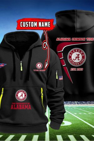 Alabama Crimson Tide Quarter Zip Hoodie Style Genxprint