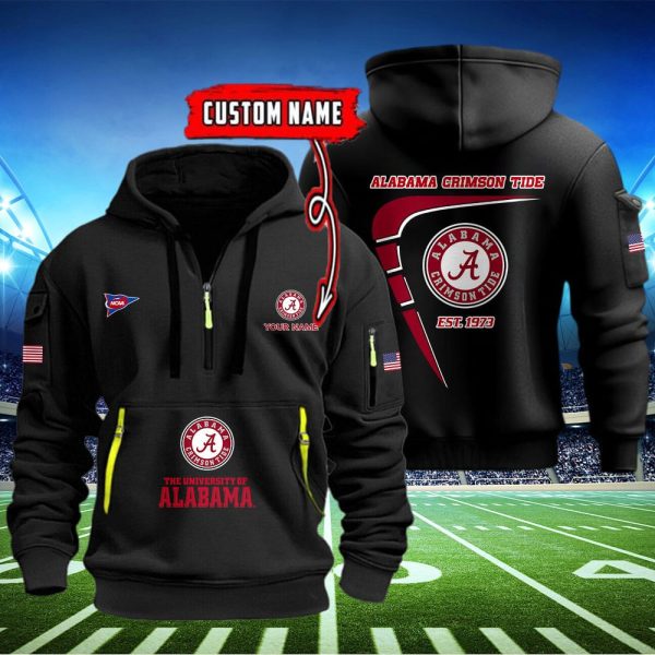 Alabama Crimson Tide Quarter Zip Hoodie Style Genxprint
