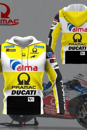 Alma Ducati Racing Team Yellow All Over Print Hoodie Zip Hoodie Genxprint