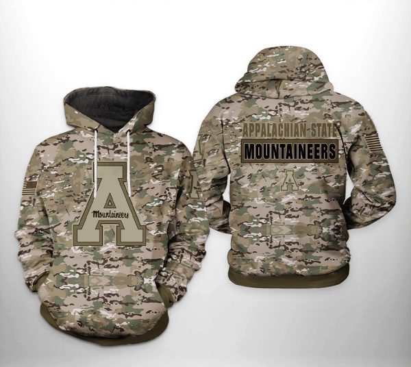 Appalachian State Mountaineers NCAA Camo Veteran Hoodie Genxprint