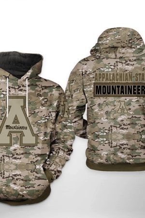 Appalachian State Mountaineers NCAA Camo Veteran Hoodie Zip Hoodie Genxprint